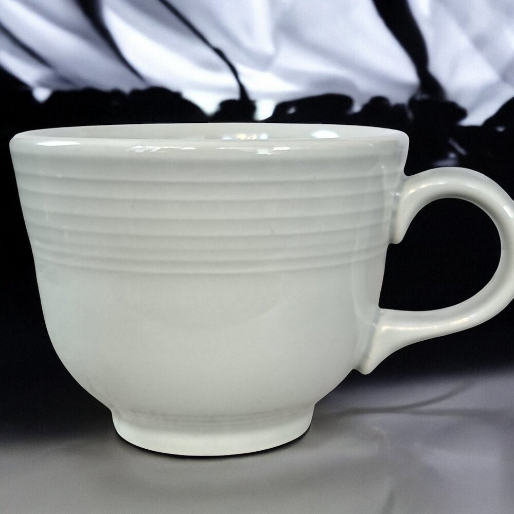 Fiesta Ware Flat Cup Teacup, Pearl Grey ~ Homer Laughlin China Co. Gray